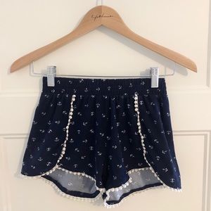 flowy navy blue sailor beach shorts